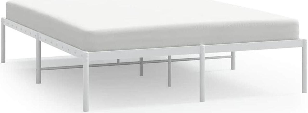Alt view image 2 of 7 - vidaXL 12-Inch White Metal Queen Bed Frame, Heavy-Duty Construction with Under-Bed Storage for Modern Bedroom, No Box Spring Needed & Easy Assembly, No Mattress