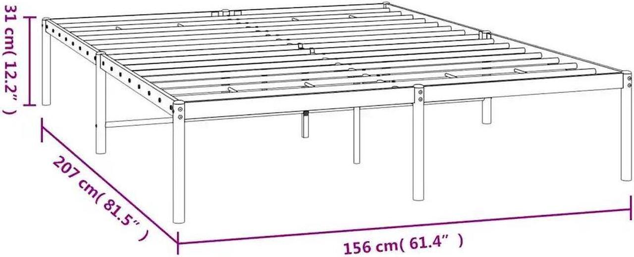Alt view image 4 of 7 - vidaXL 12-Inch White Metal Queen Bed Frame, Heavy-Duty Construction with Under-Bed Storage for Modern Bedroom, No Box Spring Needed & Easy Assembly, No Mattress