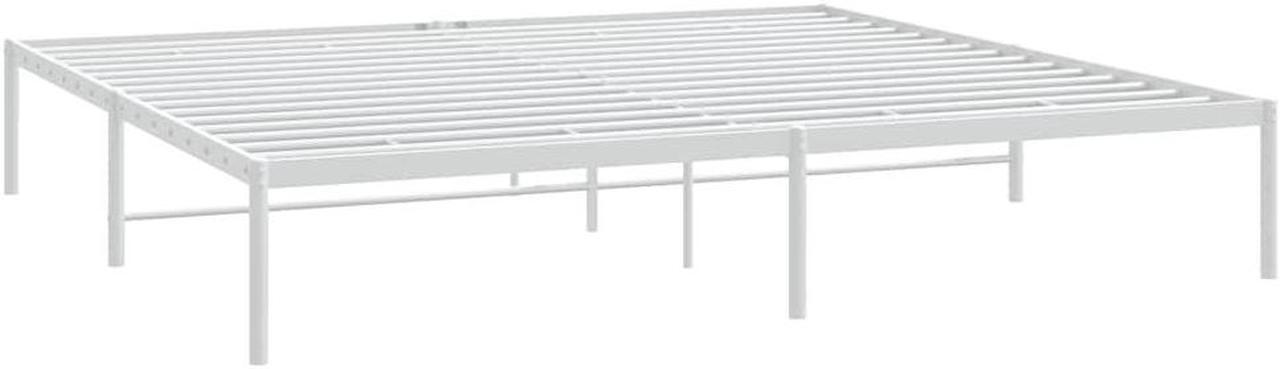 Alt view image 3 of 7 - vidaXL 12-Inch White Metal 
California King Bed Frame, Heavy-Duty Construction with Under-Bed Storage for Modern Bedroom, No Box Spring Needed & Easy Assembly, No Mattress