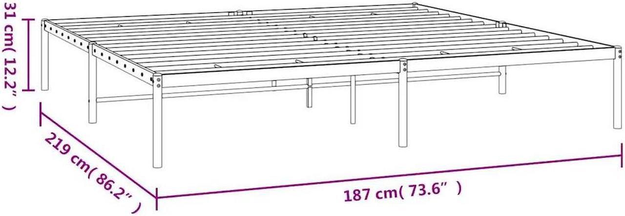 Alt view image 4 of 7 - vidaXL 12-Inch White Metal 
California King Bed Frame, Heavy-Duty Construction with Under-Bed Storage for Modern Bedroom, No Box Spring Needed & Easy Assembly, No Mattress