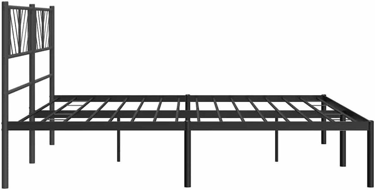 Alt view image 7 of 7 - vidaXL California King Metal Bed Frame with Headboard and Stable Slats, Under Bed Storage Space, Sturdy Steel Construction and Easy Assembly, Minimalist Style, Black, 12'' High, without Mattress