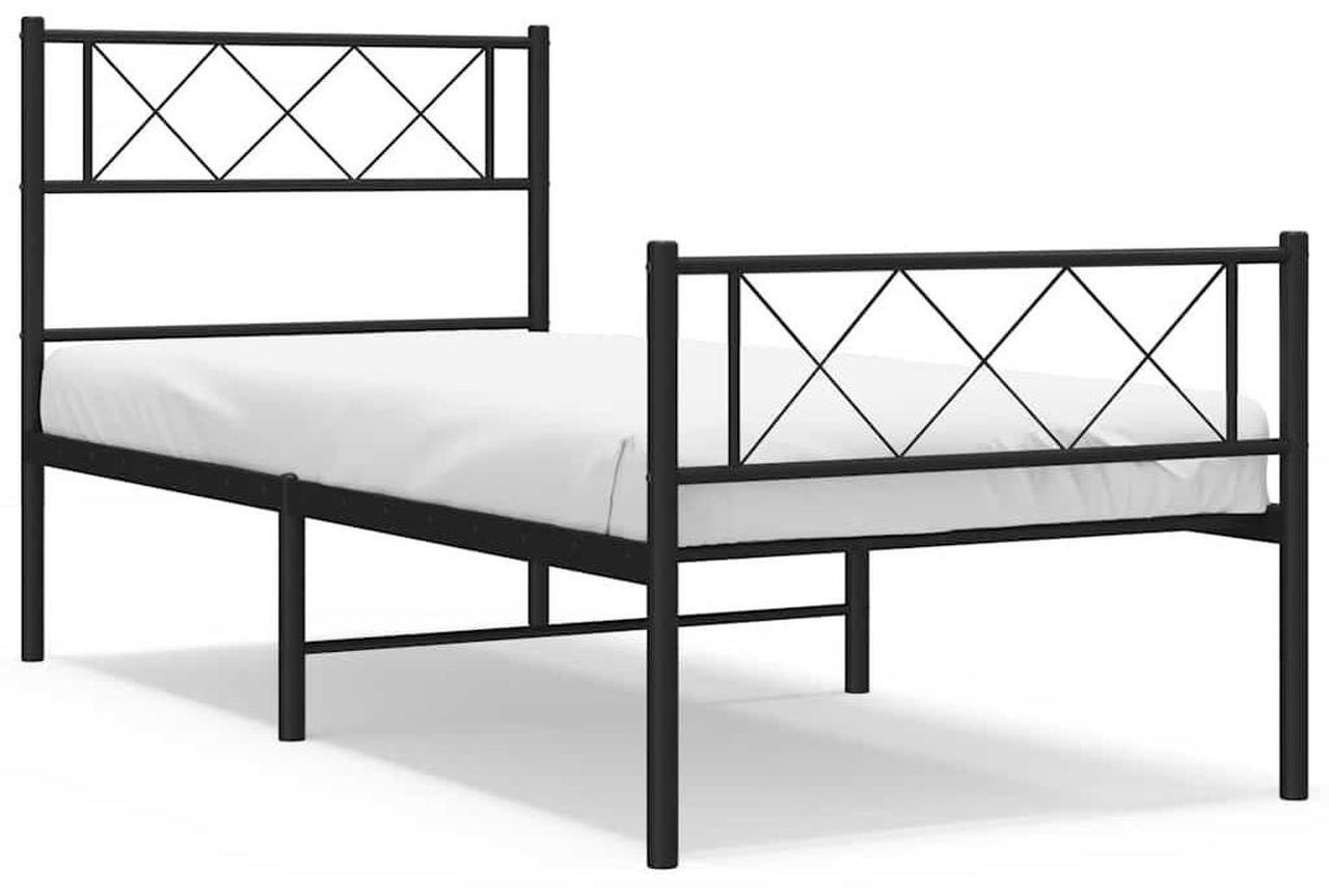 Alt view image 2 of 7 - vidaXL 12'' Metal Twin XL Bed Frames with Headboard and Footboard, Platform Bed Frame with Strong Metal Slats Support, Under Bed Storage, Noise Free, Black, without Mattress