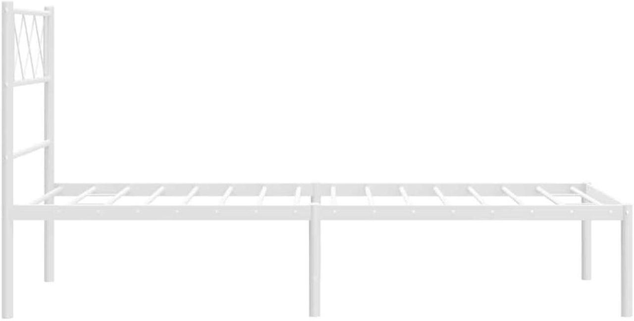 Alt view image 7 of 7 - vidaXL 12'' Metal Twin XL Bed Frames with Headboard, Platform Bed Frame with Strong Metal Slats Support, Under Bed Storage, Noise Free, White, without Mattress