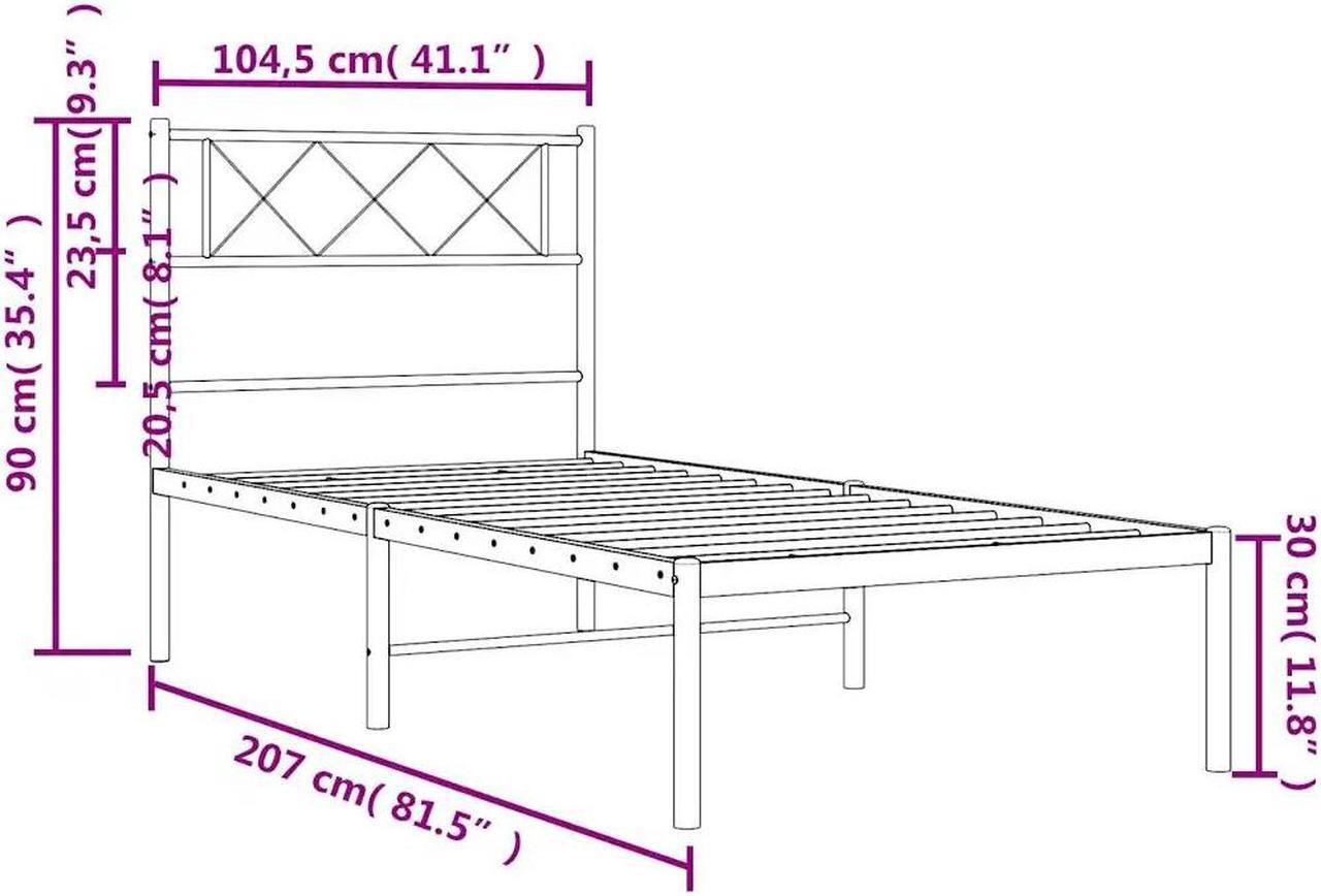 Alt view image 4 of 7 - vidaXL 12'' Metal Twin XL Bed Frames with Headboard, Platform Bed Frame with Strong Metal Slats Support, Under Bed Storage, Noise Free, White, without Mattress