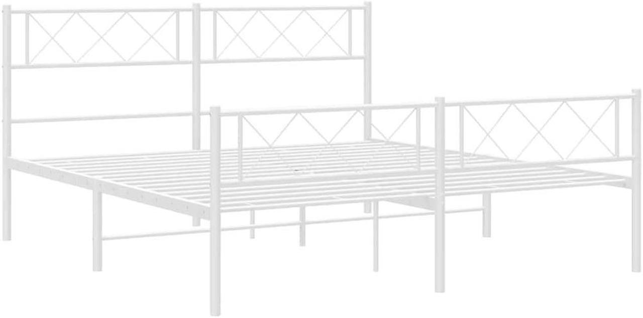 Alt view image 6 of 7 - vidaXL 12'' Metal Queen Bed Frames with Headboard and Footboard, Platform Bed Frame with Strong Metal Slats Support, Under Bed Storage, Noise Free, White, without Mattress
