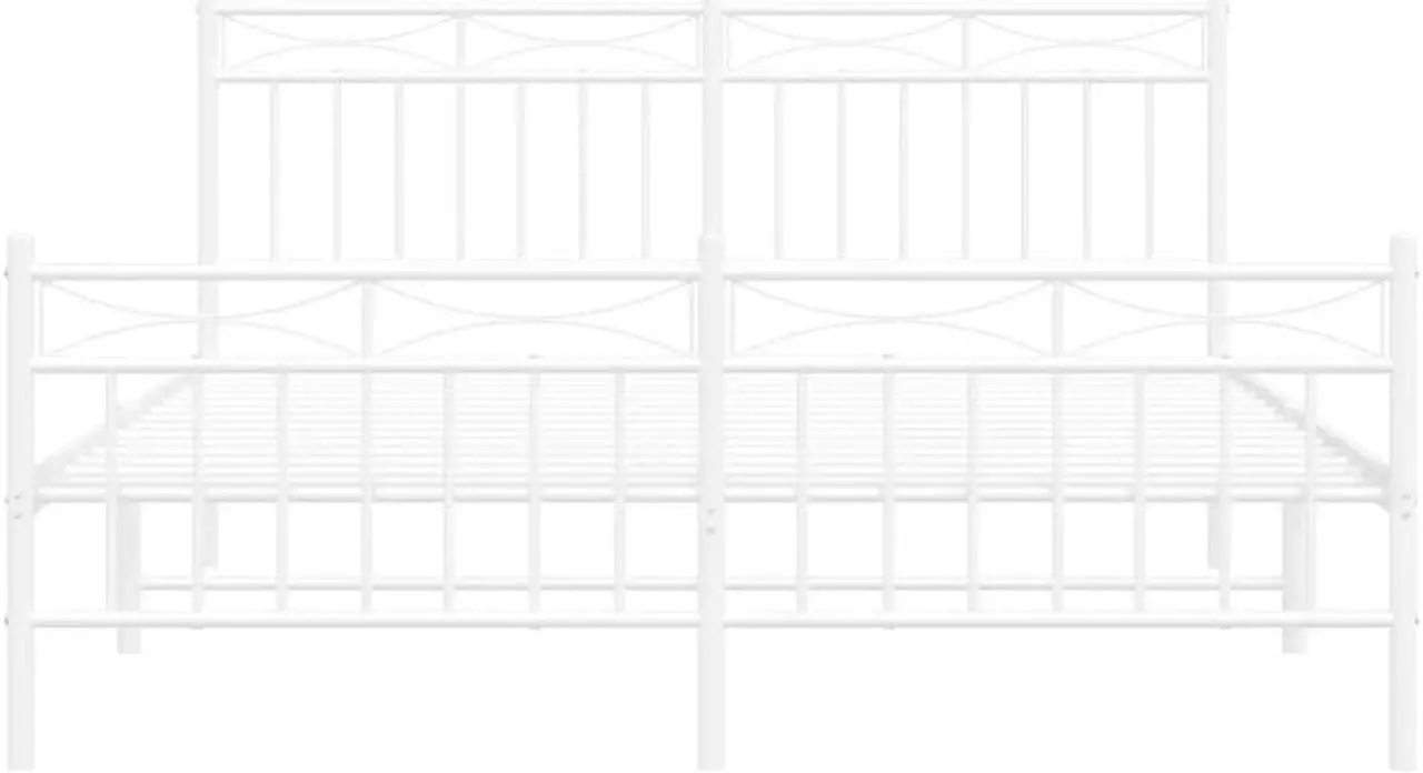 Alt view image 6 of 7 - vidaXL 11'' Metal Queen Bed Frames with Headboard and Footboard, Platform Bed Frame with Strong Metal Slats Support, Under Bed Storage, Noise Free, White, without Mattress