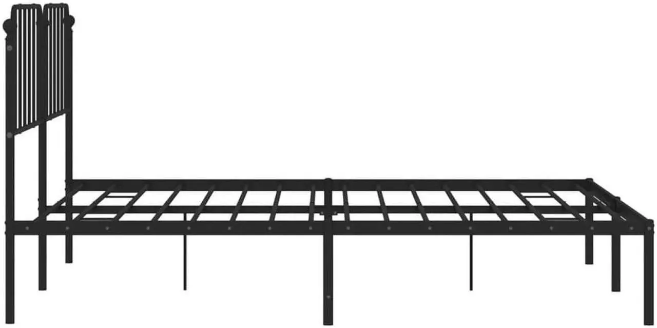 Alt view image 6 of 7 - vidaXL California King Metal Bed Frame with Headboard and Stable Slats, Under Bed Storage Space, Sturdy Steel Construction and Easy Assembly, Minimalist Style, Black, 12'' High, without Mattress