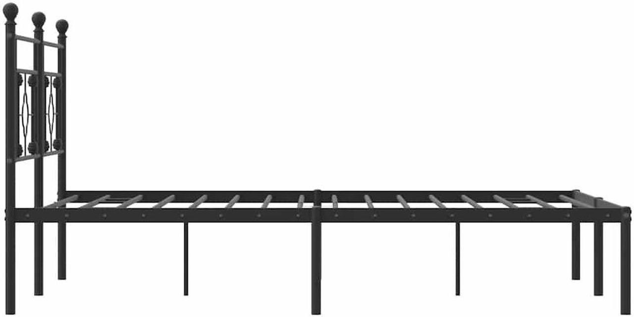 Alt view image 7 of 7 - vidaXL 12'' Metal Queen Bed Frames with Headboard, Platform Bed Frame with Strong Metal Slats Support, Under Bed Storage, Noise Free, Black, without Mattress
