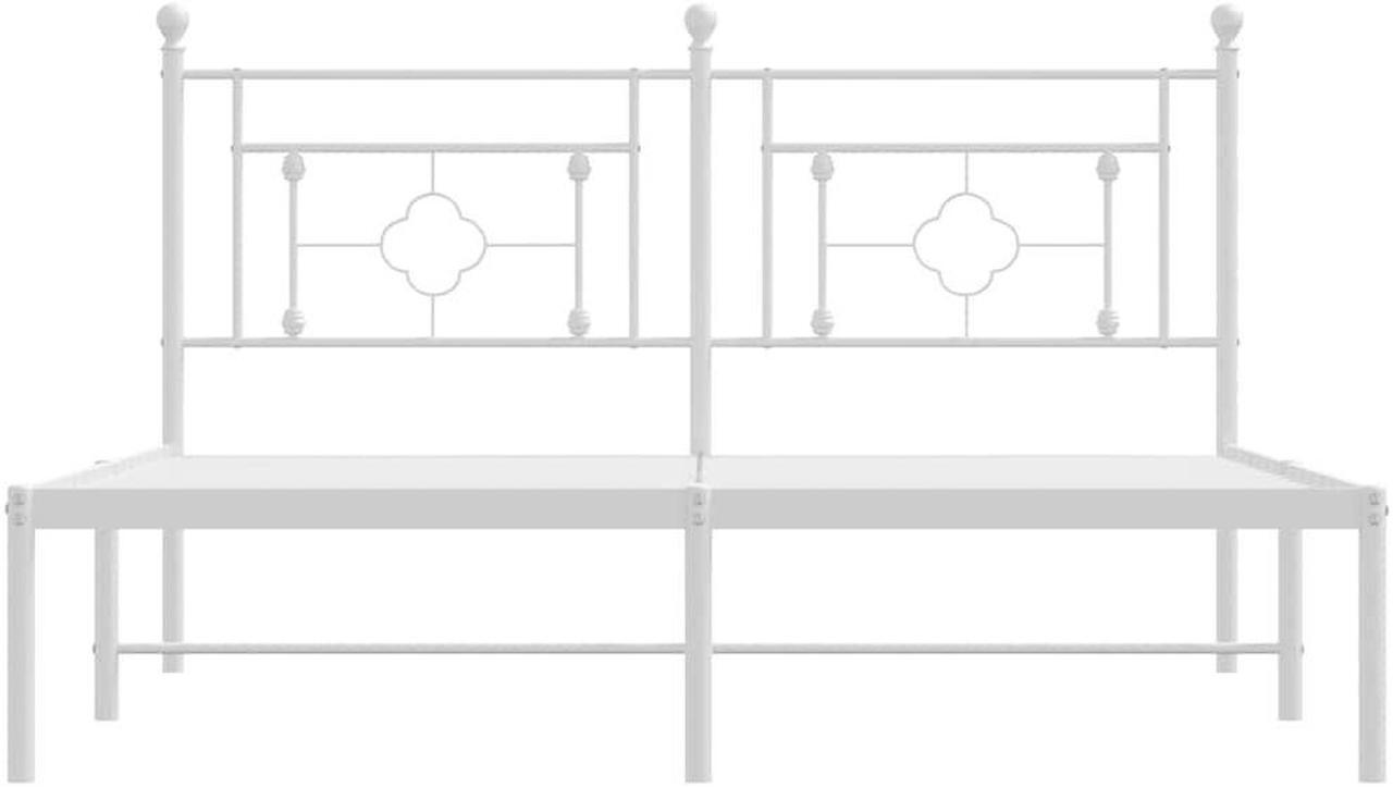 Alt view image 6 of 7 - vidaXL 12'' Metal Queen Bed Frames with Headboard, Platform Bed Frame with Strong Metal Slats Support, Under Bed Storage, Noise Free, White, without Mattress