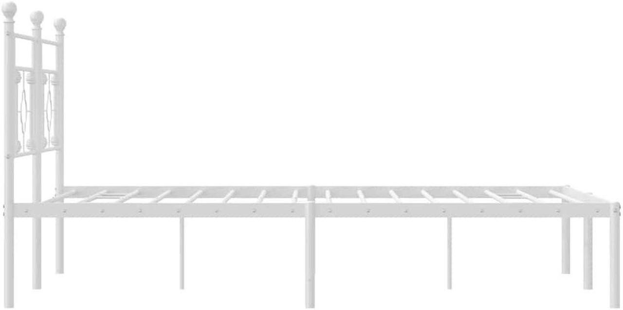 Alt view image 7 of 7 - vidaXL 12'' Metal Queen Bed Frames with Headboard, Platform Bed Frame with Strong Metal Slats Support, Under Bed Storage, Noise Free, White, without Mattress