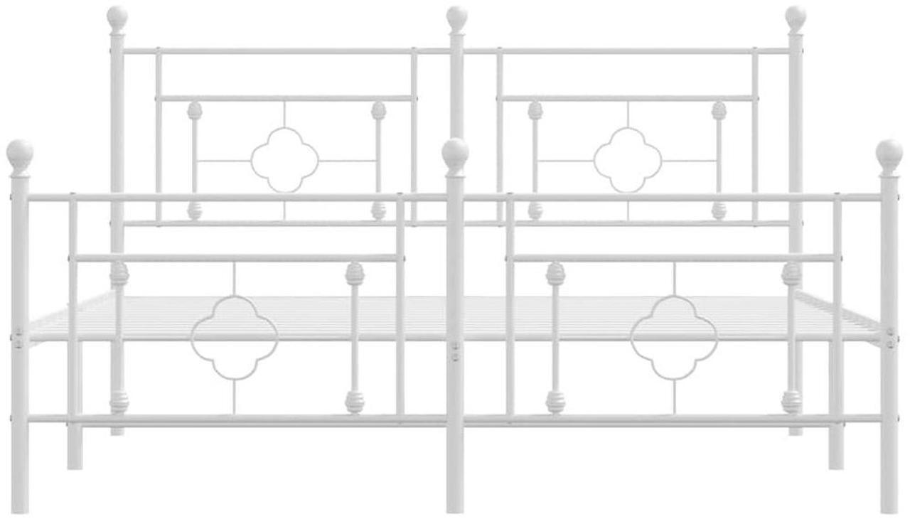 Alt view image 6 of 7 - vidaXL 10'' Metal Queen Bed Frames with Headboard and Footboard, Platform Bed Frame with Strong Metal Slats Support, Under Bed Storage, Noise Free, White, without Mattress