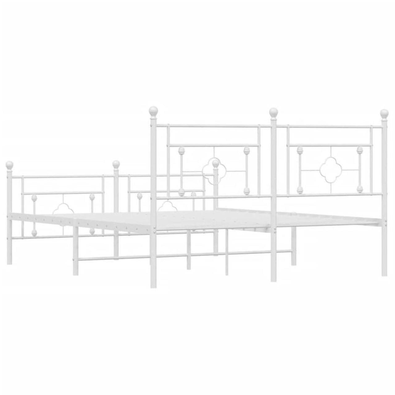 Alt view image 7 of 7 - vidaXL 10'' Metal Queen Bed Frames with Headboard and Footboard, Platform Bed Frame with Strong Metal Slats Support, Under Bed Storage, Noise Free, White, without Mattress