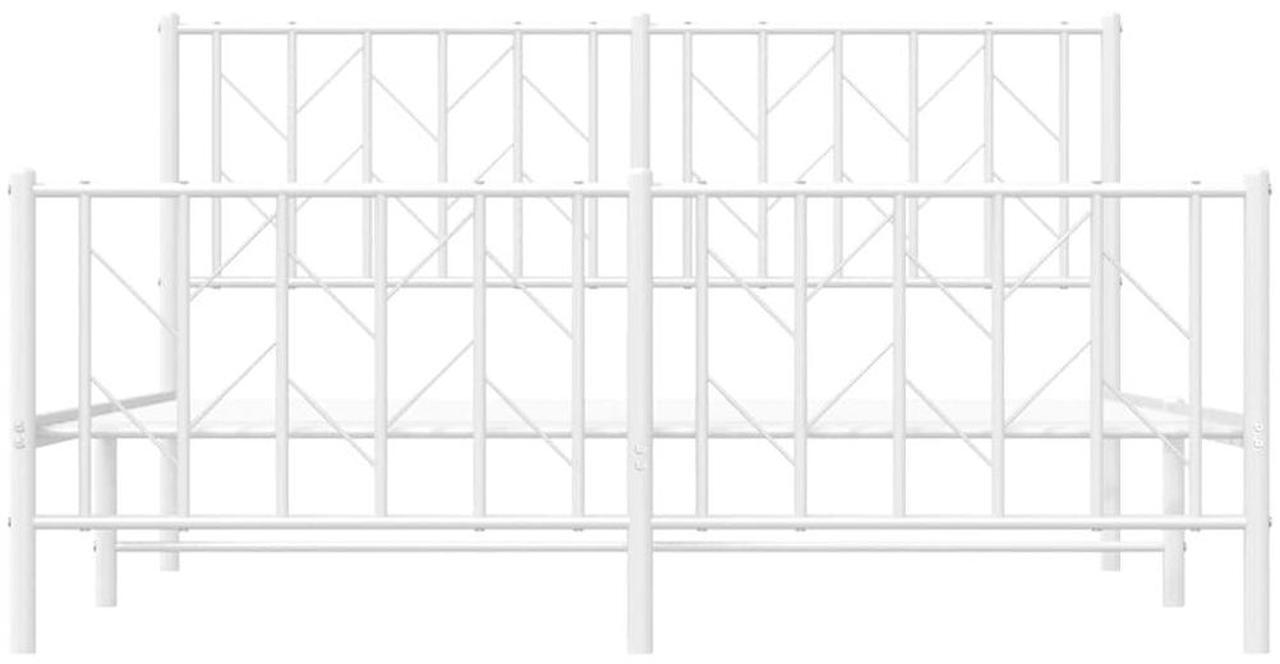 Alt view image 6 of 7 - vidaXL 12'' Metal Queen Bed Frames with Headboard and Footboard, Platform Bed Frame with Strong Metal Slats Support, Under Bed Storage, Noise Free, White, without Mattress
