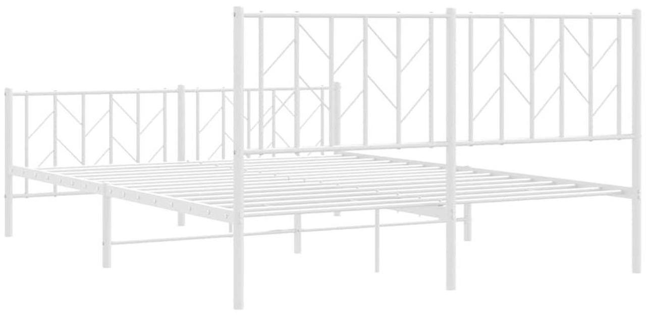 Alt view image 7 of 7 - vidaXL 12'' Metal Queen Bed Frames with Headboard and Footboard, Platform Bed Frame with Strong Metal Slats Support, Under Bed Storage, Noise Free, White, without Mattress