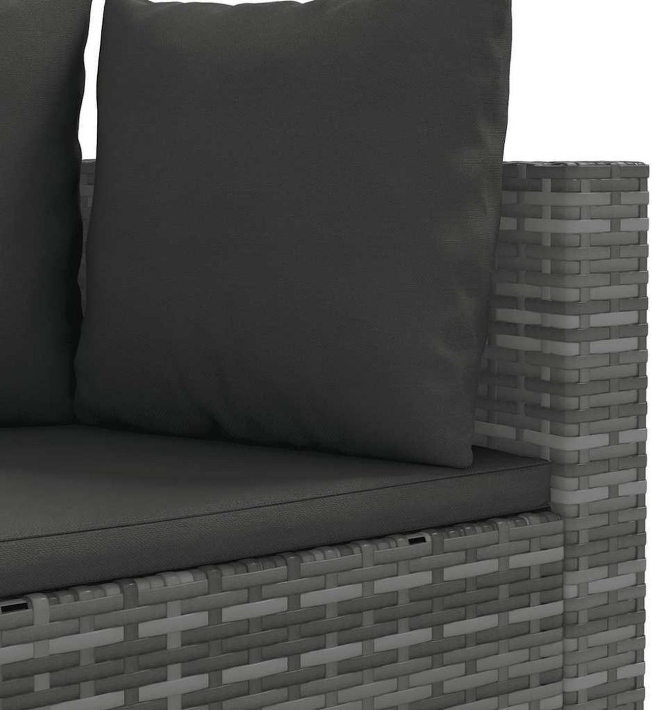 Alt view image 6 of 7 - vidaXL Patio Sofa Set with Cushions Garden Furniture 5 Piece Gray Poly Rattan