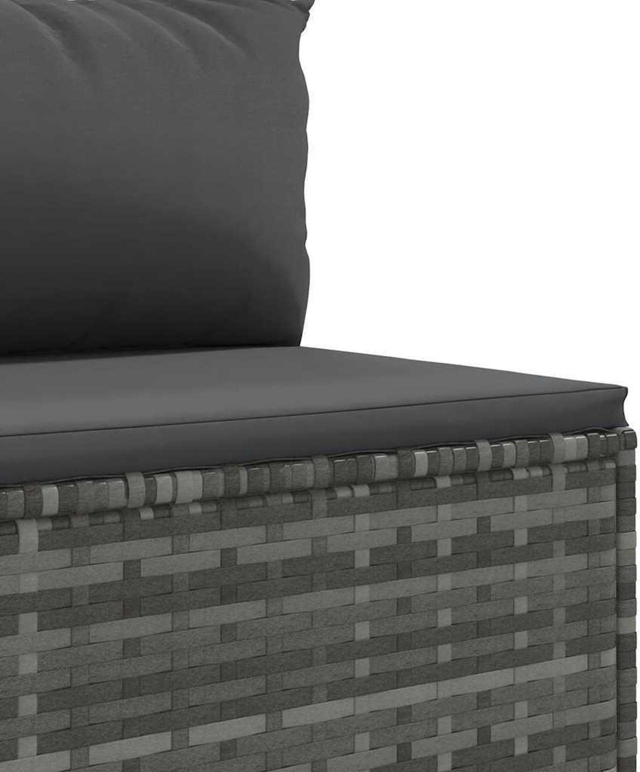 Alt view image 7 of 7 - vidaXL Patio Sofa Set with Cushions Garden Furniture 5 Piece Gray Poly Rattan