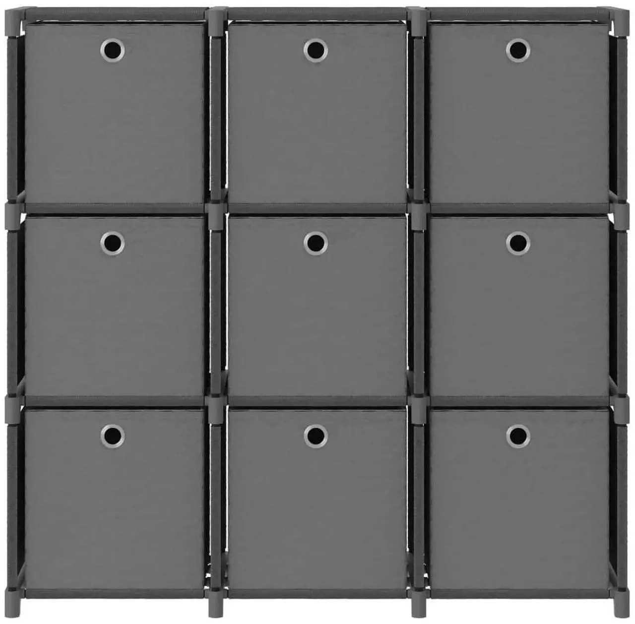 Alt view image 2 of 7 - vidaXL Display Shelf with Boxes Free Standing 9-Cube Storage Shelf Gray Fabric