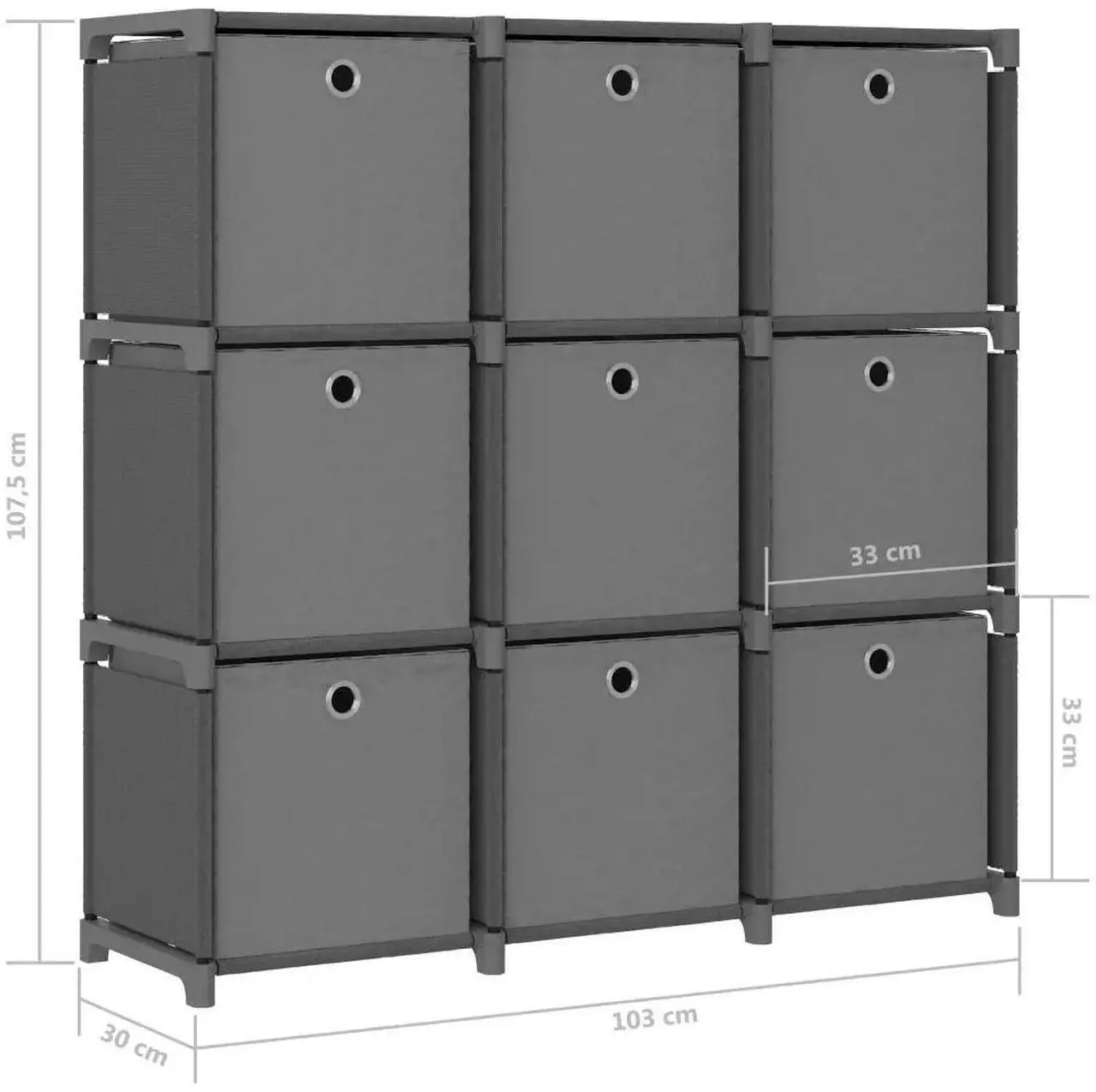 Alt view image 4 of 7 - vidaXL Display Shelf with Boxes Free Standing 9-Cube Storage Shelf Gray Fabric