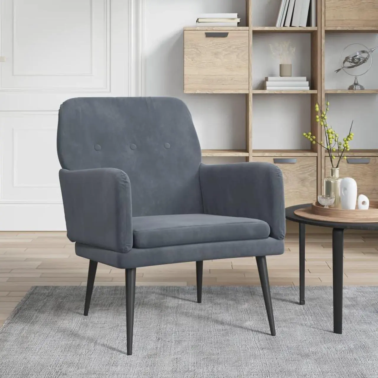 Alt view image 6 of 12 - vidaXL Armchair Dark Gray 24.4"x31.1"x31.1" Velvet