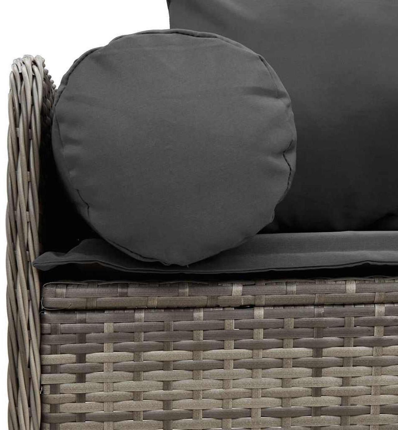 Alt view image 7 of 7 - vidaXL Patio Sofa with Cushions 3-Seater Gray Poly Rattan garden sofa