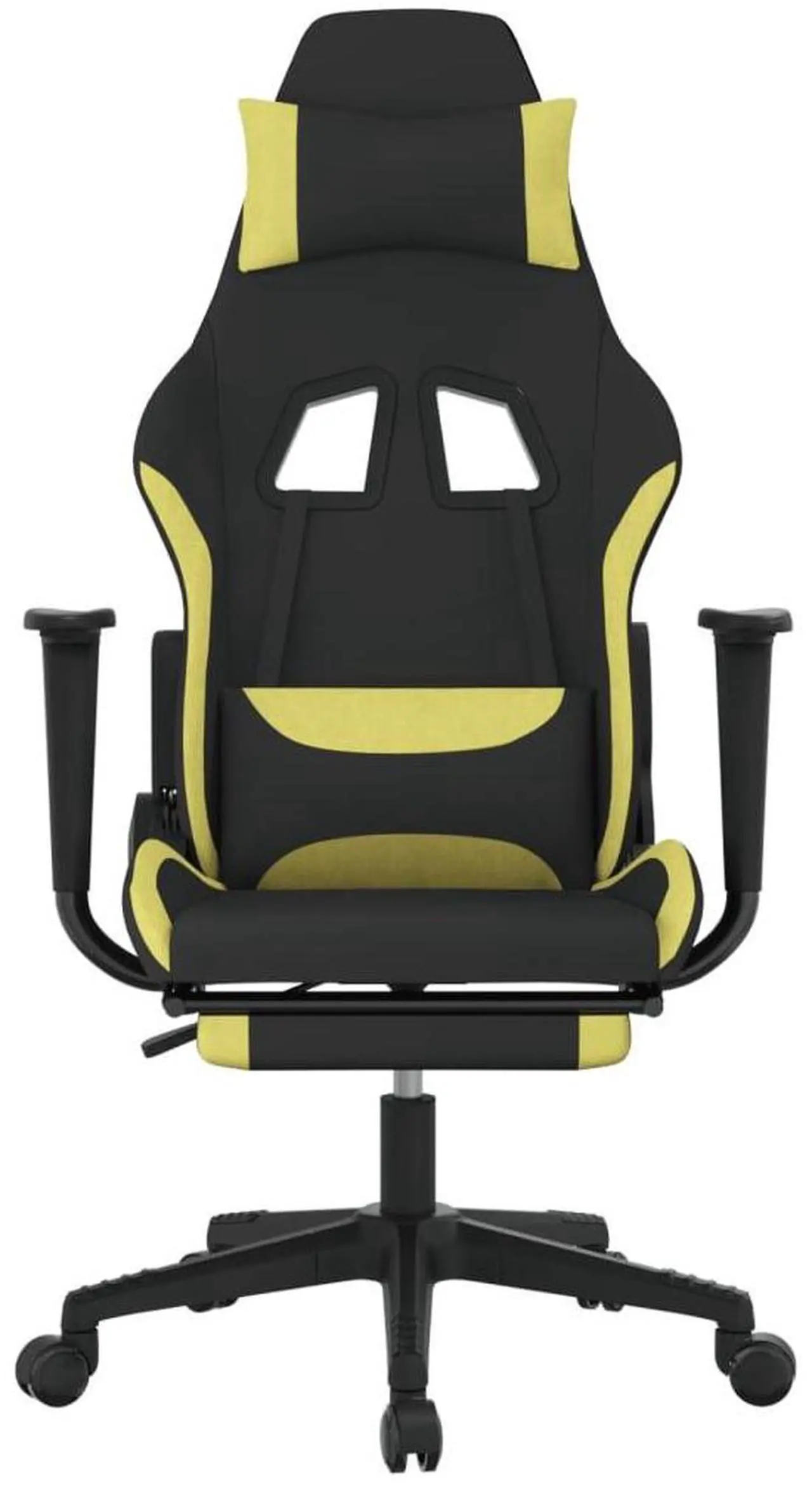Alt view image 7 of 11 - vidaXL Gaming Chair with Footrest Black and Light Green Fabric