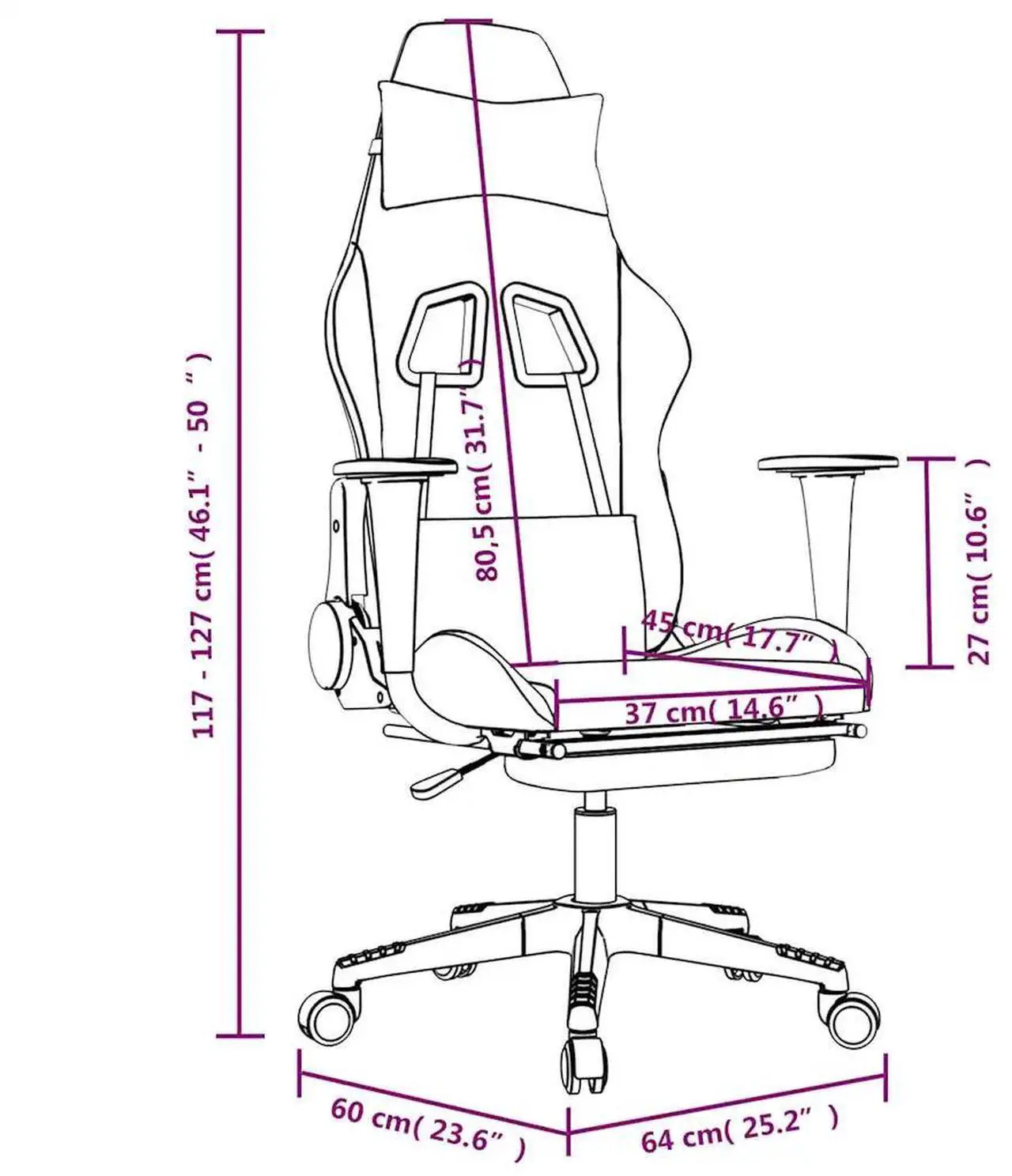 Alt view image 8 of 11 - vidaXL Gaming Chair with Footrest Black and Light Green Fabric