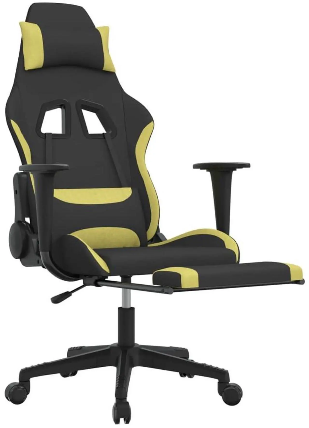 Alt view image 10 of 11 - vidaXL Gaming Chair with Footrest Black and Light Green Fabric