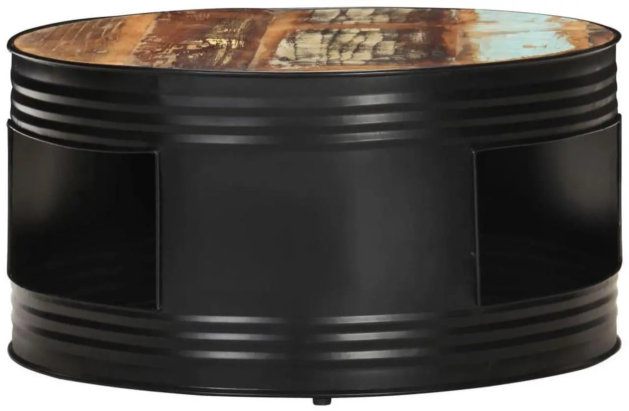Alt view image 10 of 15 - vidaXL Coffee Table Black  26.8"x26.8"x14.2" Solid Reclaimed Wood