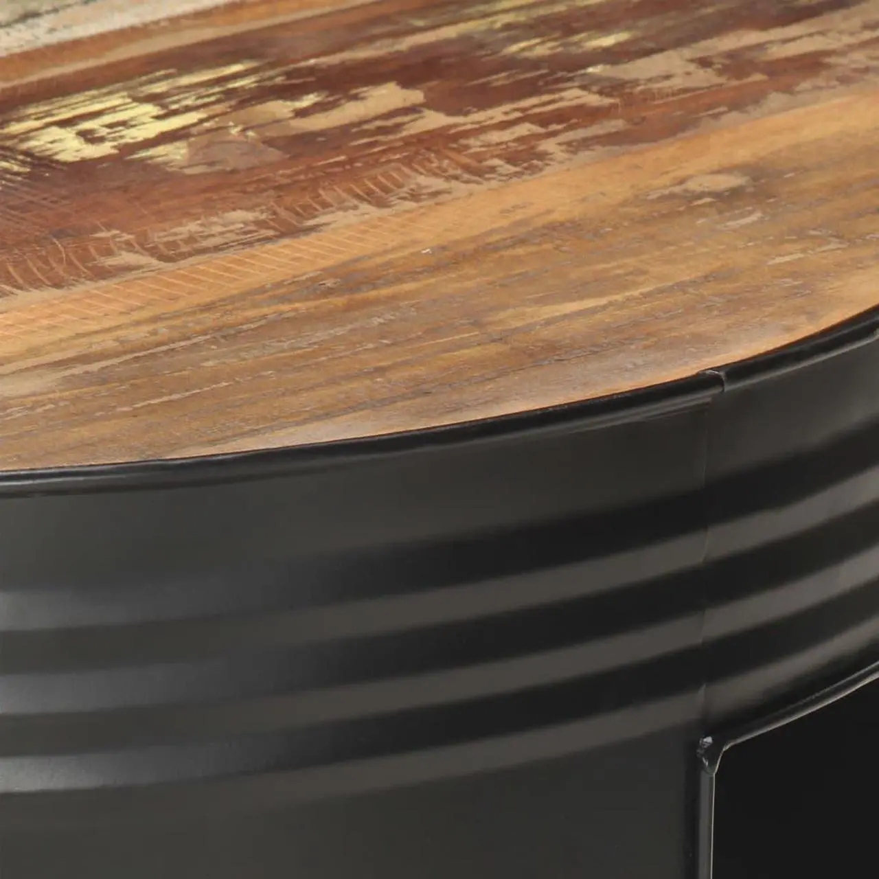 Alt view image 13 of 15 - vidaXL Coffee Table Black  26.8"x26.8"x14.2" Solid Reclaimed Wood