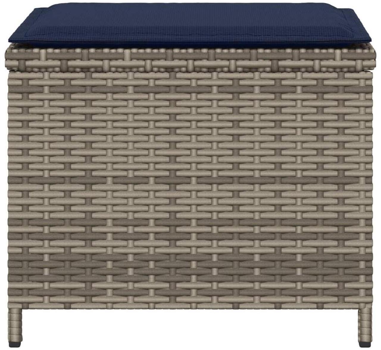 Alt view image 6 of 7 - vidaXL Garden Stool Grey PE Rattan, Powder-Coated Steel 15.7x15.7x13.8 in