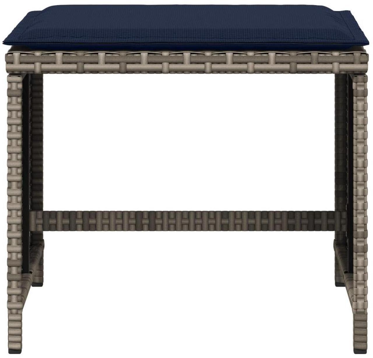 Alt view image 5 of 7 - vidaXL Garden Stool Grey PE Rattan, Powder-Coated Steel 15.7x15.7x13.8 in