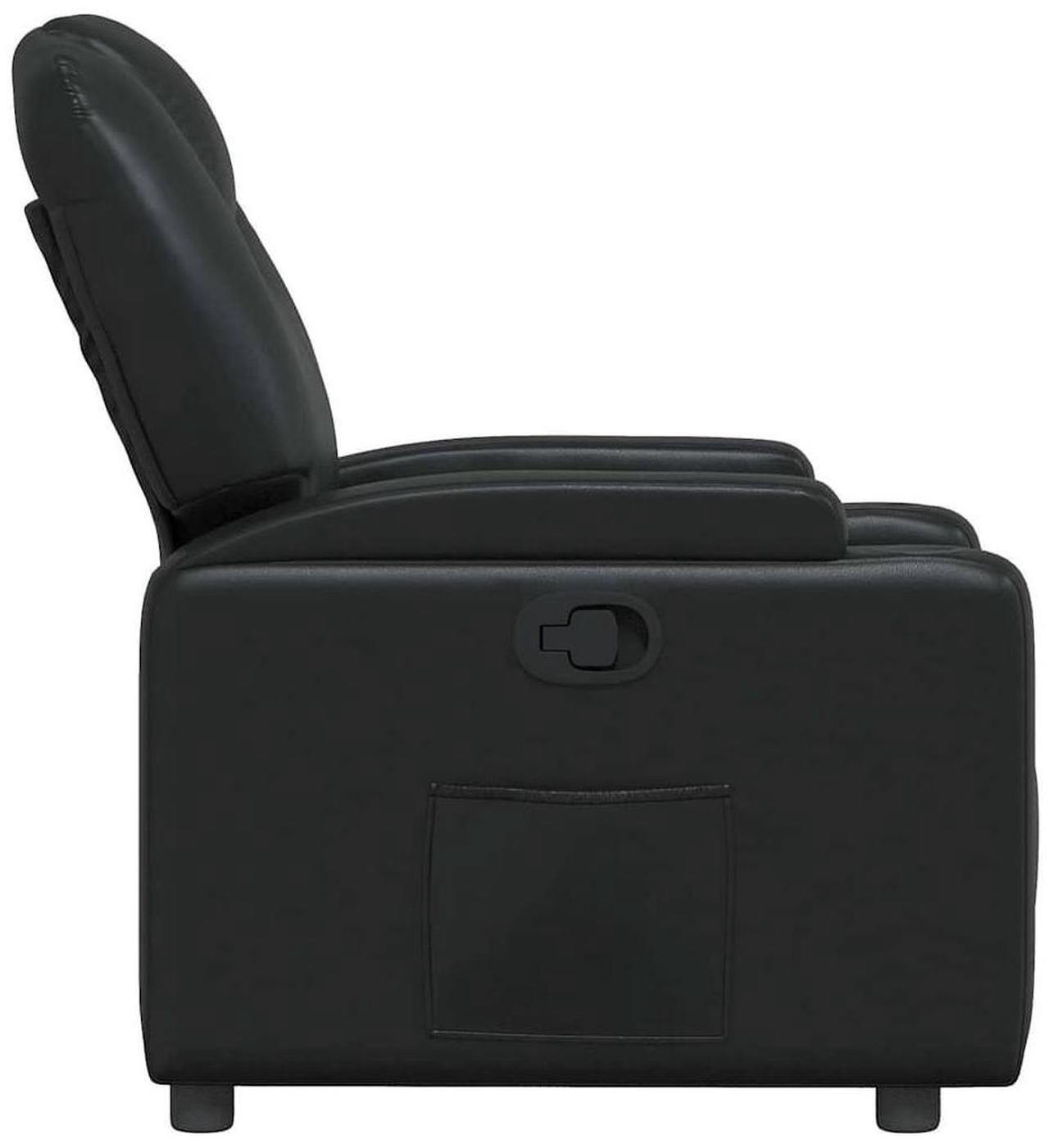 Alt view image 5 of 7 - vidaXL Manual Recliner Chair for Living Room, Adjustable Recliner with Padded Seat & Backrest, Home Theater Seating with Side Pocket & Cup Holders, Black Leather