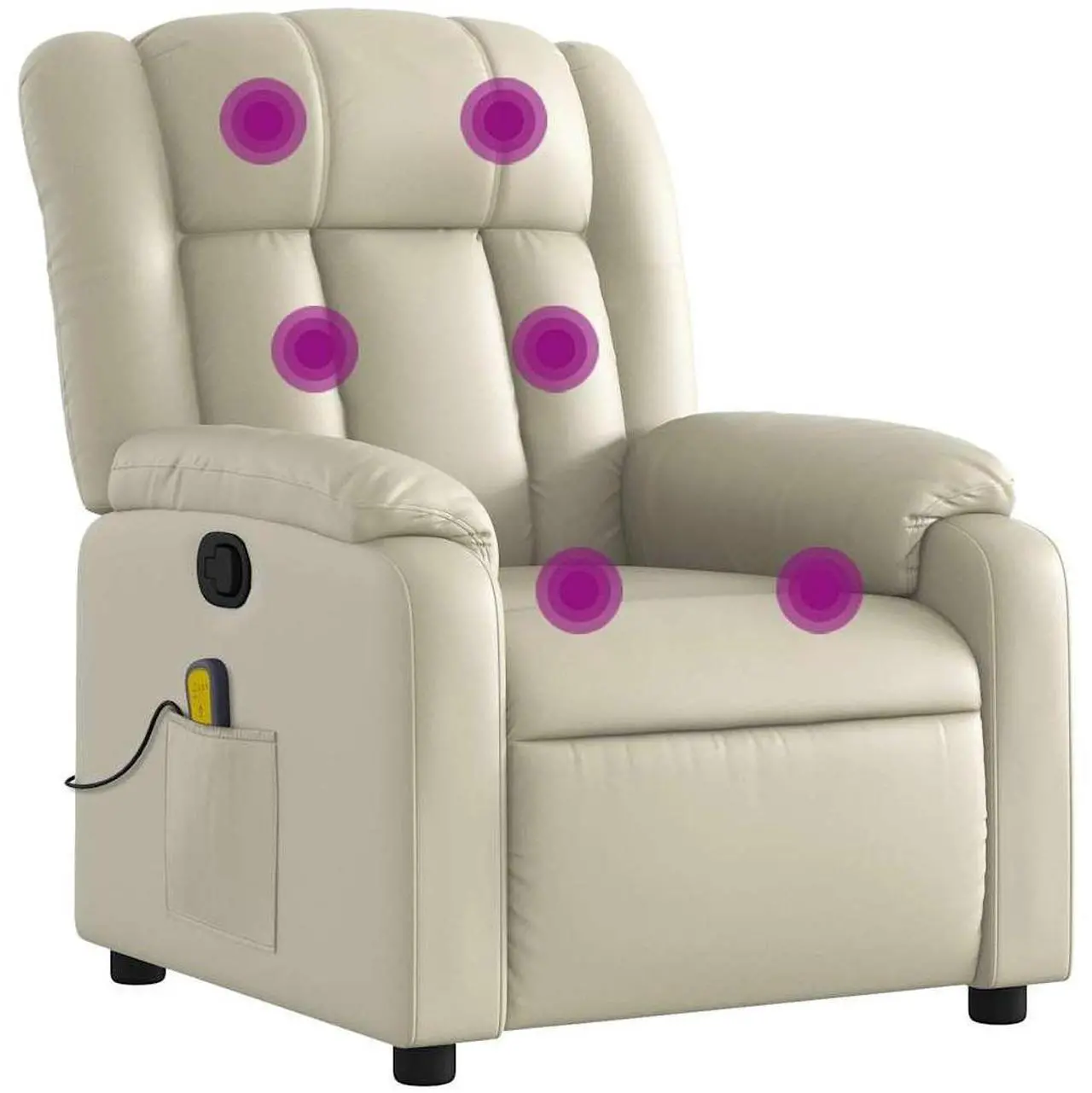 Alt view image 2 of 7 - vidaXL Massage Recliner Chair for Living Room, Adjustable Recliner with 6-Point Vibration Massage, Home Theater Seating with Padded Seat Backrest & Side Pocket, Cream Leather