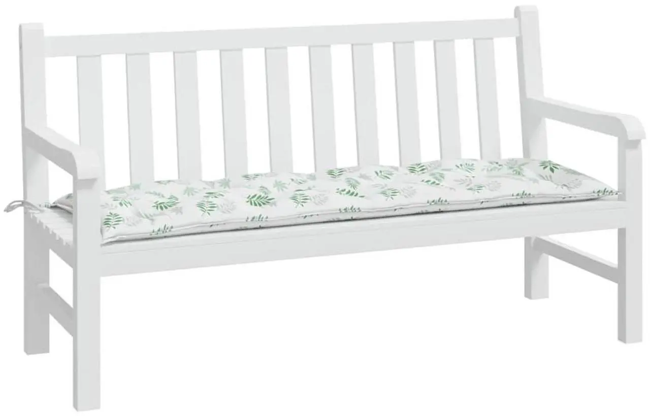 Alt view image 3 of 7 - vidaXL Garden Bench Cushion Green leaf pattern Oxford fabric