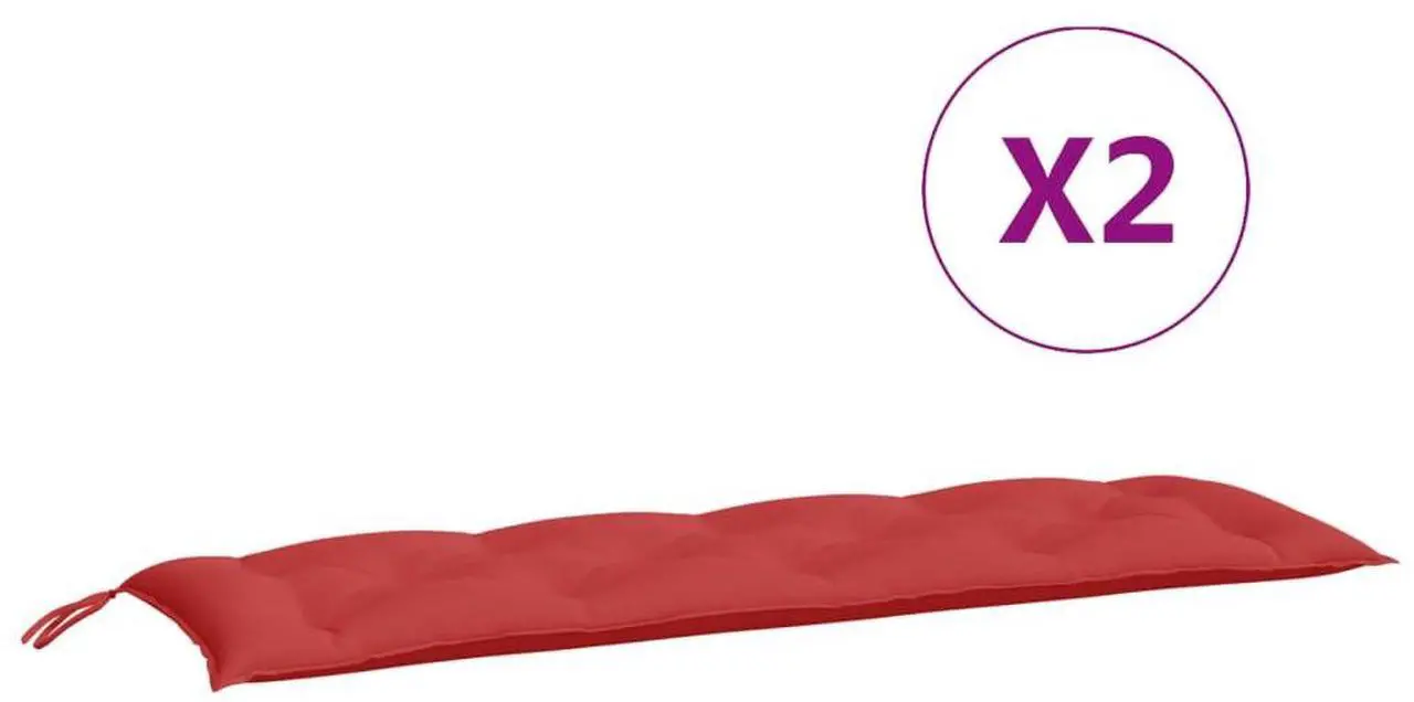 Alt view image 5 of 7 - vidaXL Garden Bench Cushion Set of 2 Red Oxford fabric Extra Long