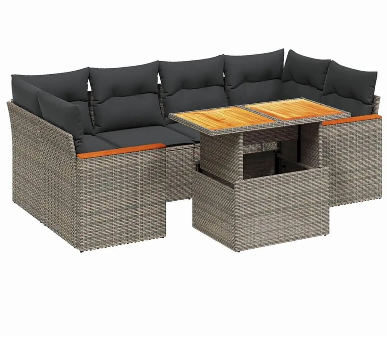 Alt view image 2 of 5 - vidaXL Garden Sofa Set Gray PE Rattan Modular Garden Sofa Set