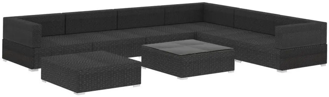 Alt view image 3 of 7 - vidaXL Patio Lounge Set Set of 8 Black