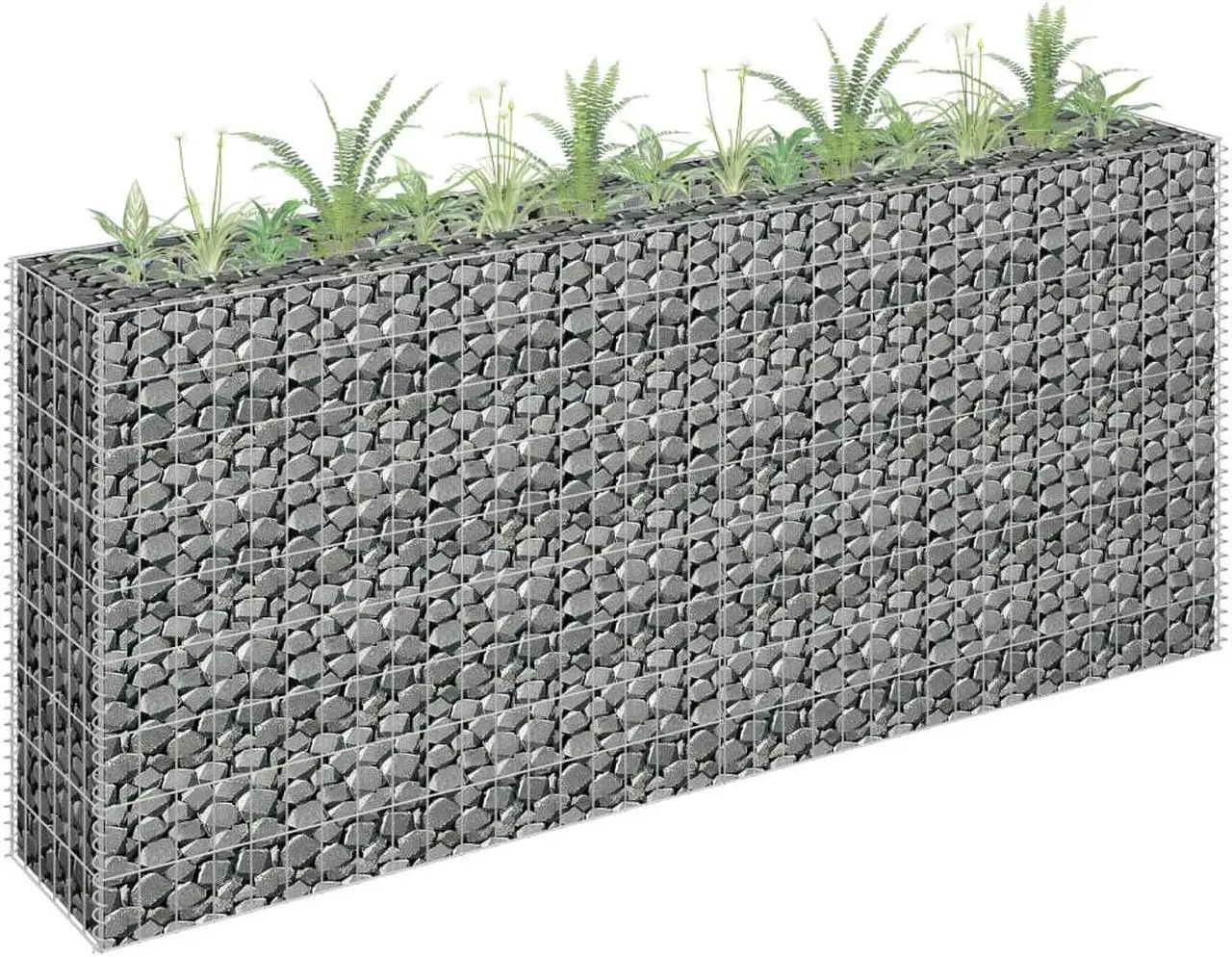 vidaXL Gabion Raised Bed Galvanized Steel 70.9"x35.4" Planter Basket Pot Wall