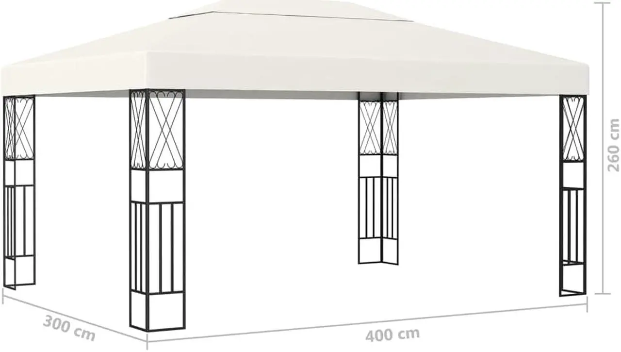 Alt view image 4 of 6 - vidaXL Gazebo Canopy Tent Patio Pavilion Lawn Wedding Party Tent Cream Fabric