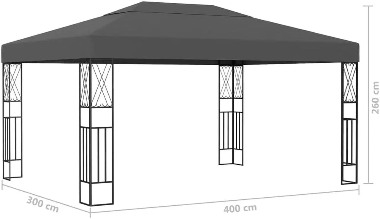Alt view image 4 of 7 - vidaXL Gazebo Patio Pavilion with Table and Benches Sun Shelter Canopy Tent