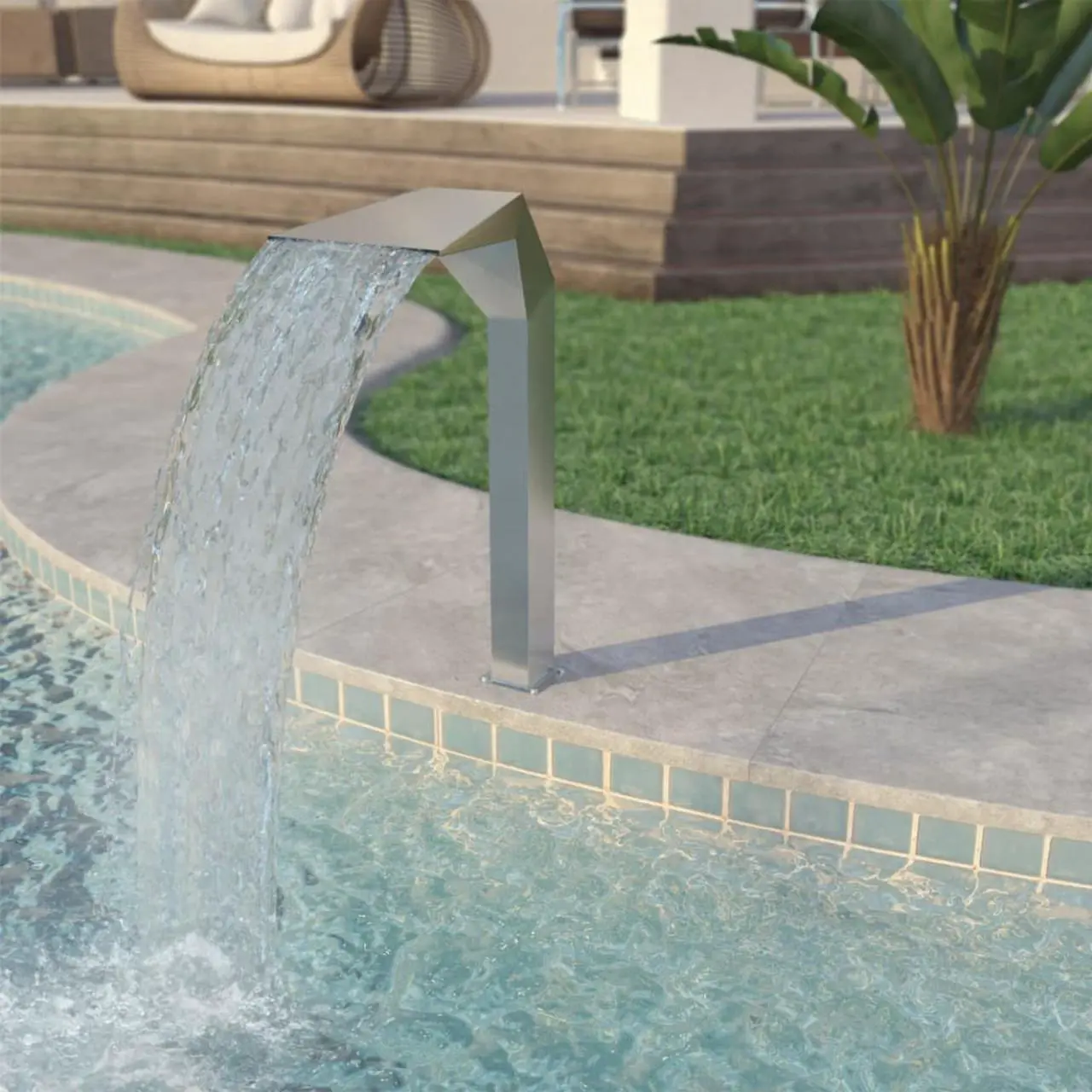vidaXL Pool Fountain Waterfall Fountain Water Feature Stainless Steel Silver