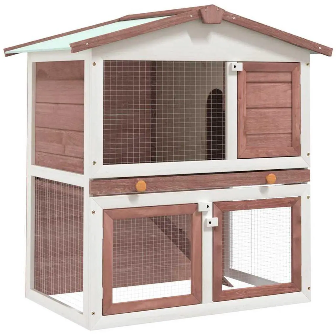 Main image of vidaXL Outdoor Rabbit Hutch 3 Doors Brown Wood