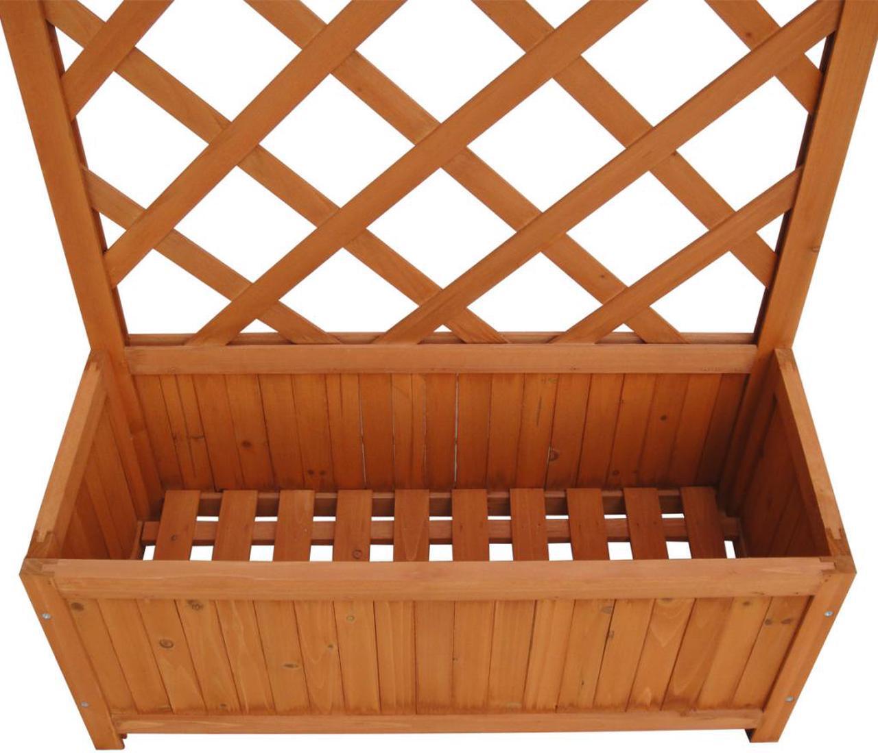 Alt view image 4 of 13 - vidaXL Planter Raised Flower Bed Trellis Patio Raised Bed Brown Solid Wood