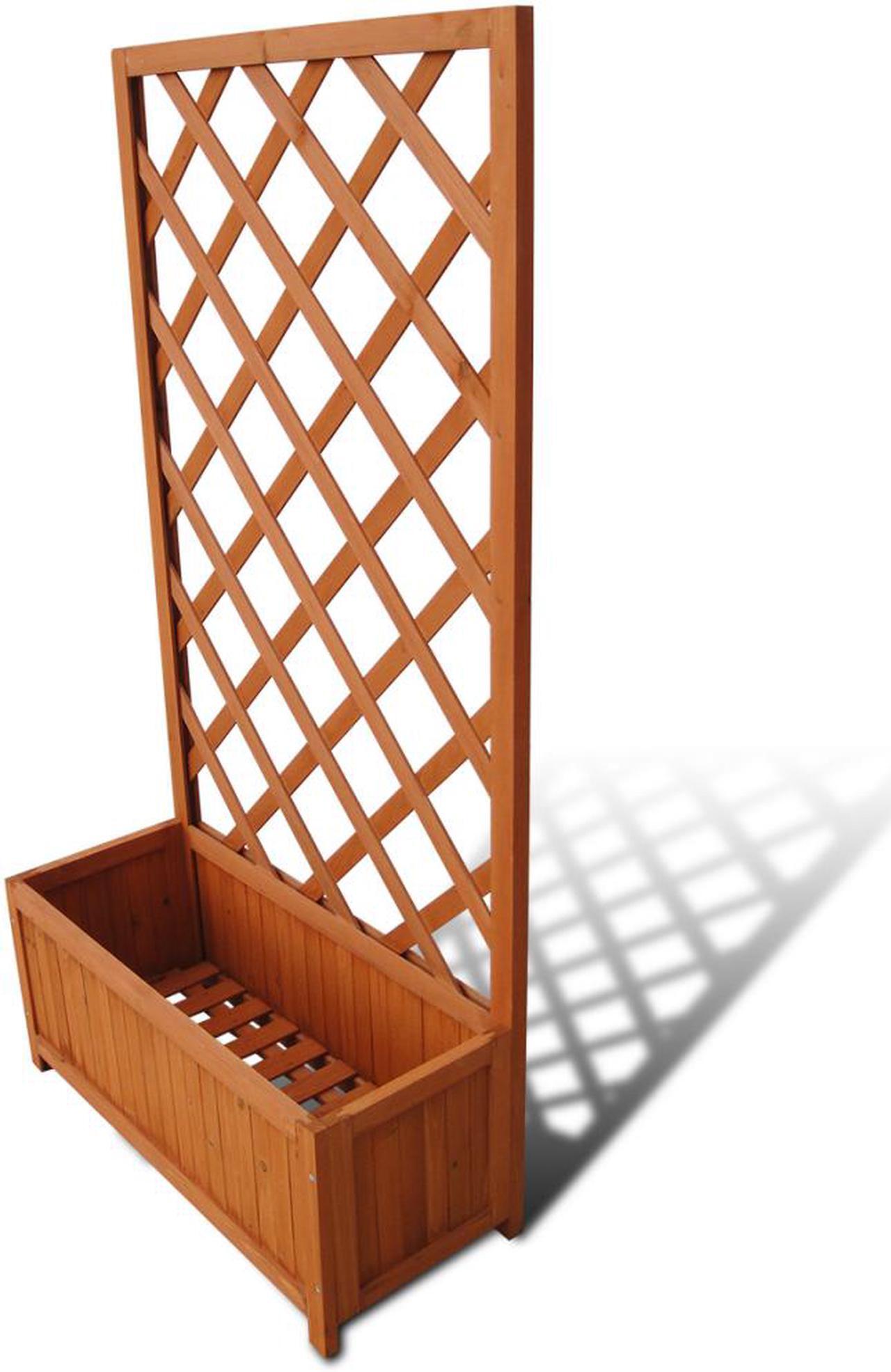 Main image of vidaXL Planter Raised Flower Bed Trellis Patio Raised Bed Brown Solid Wood