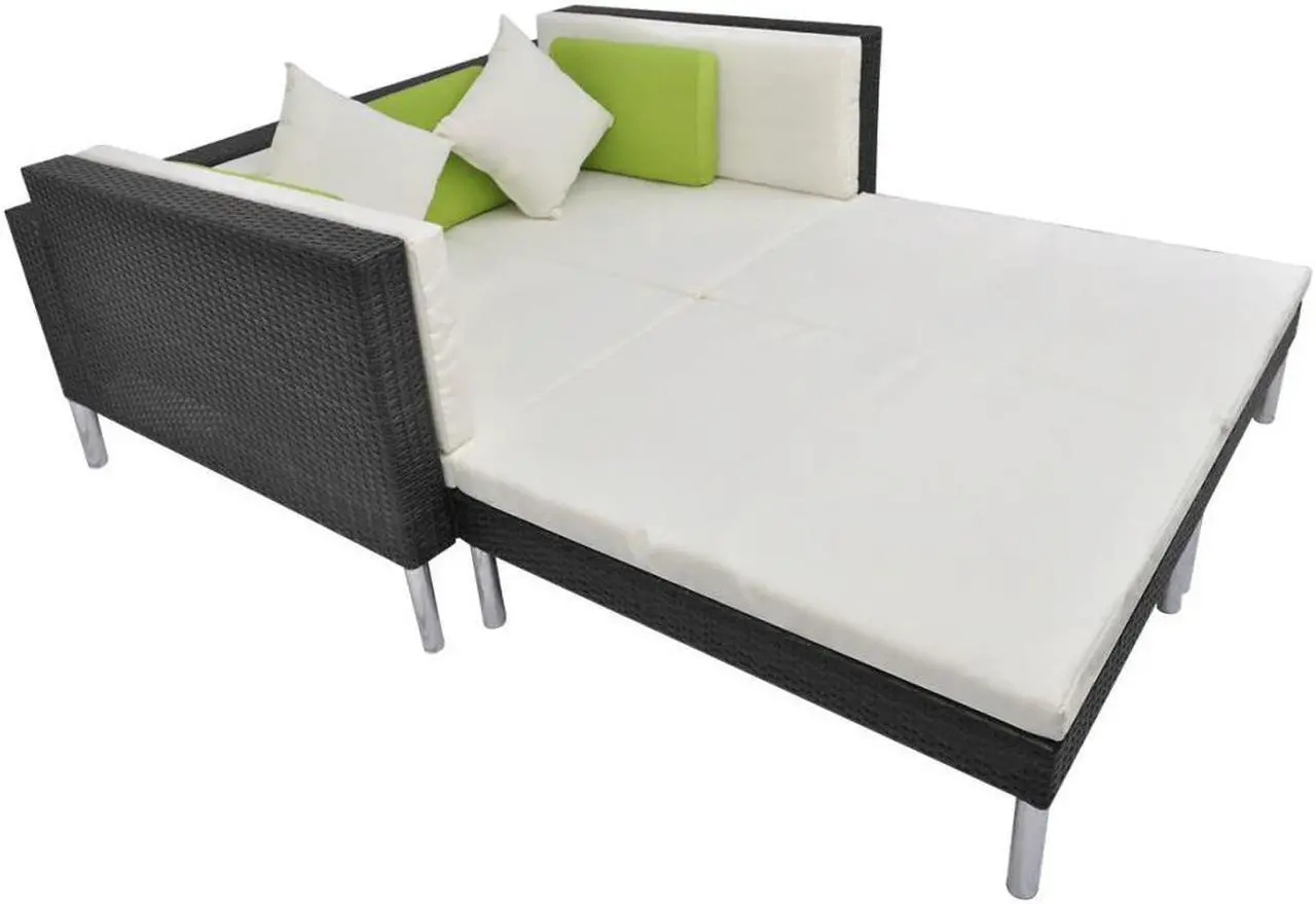 Alt view image 6 of 7 - vidaXL Patio Furniture Set 4 Piece Sofa Set with Cushions Poly Rattan Black