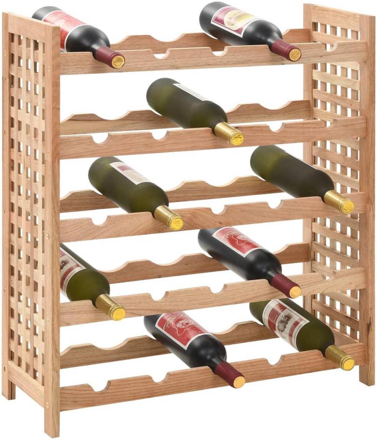 Alt view image 2 of 14 - vidaXL Wine Rack for 25 Bottles Solid Walnut Wood 24.8"x9.8"x28.7"