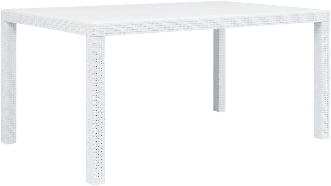 Main image of vidaXL Patio Table White 59" Plastic Rattan Look Garden Table Camping Table