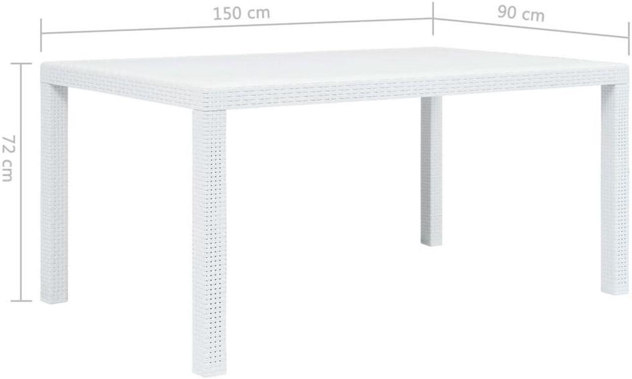 Alt view image 4 of 11 - vidaXL Patio Table White 59" Plastic Rattan Look Garden Table Camping Table