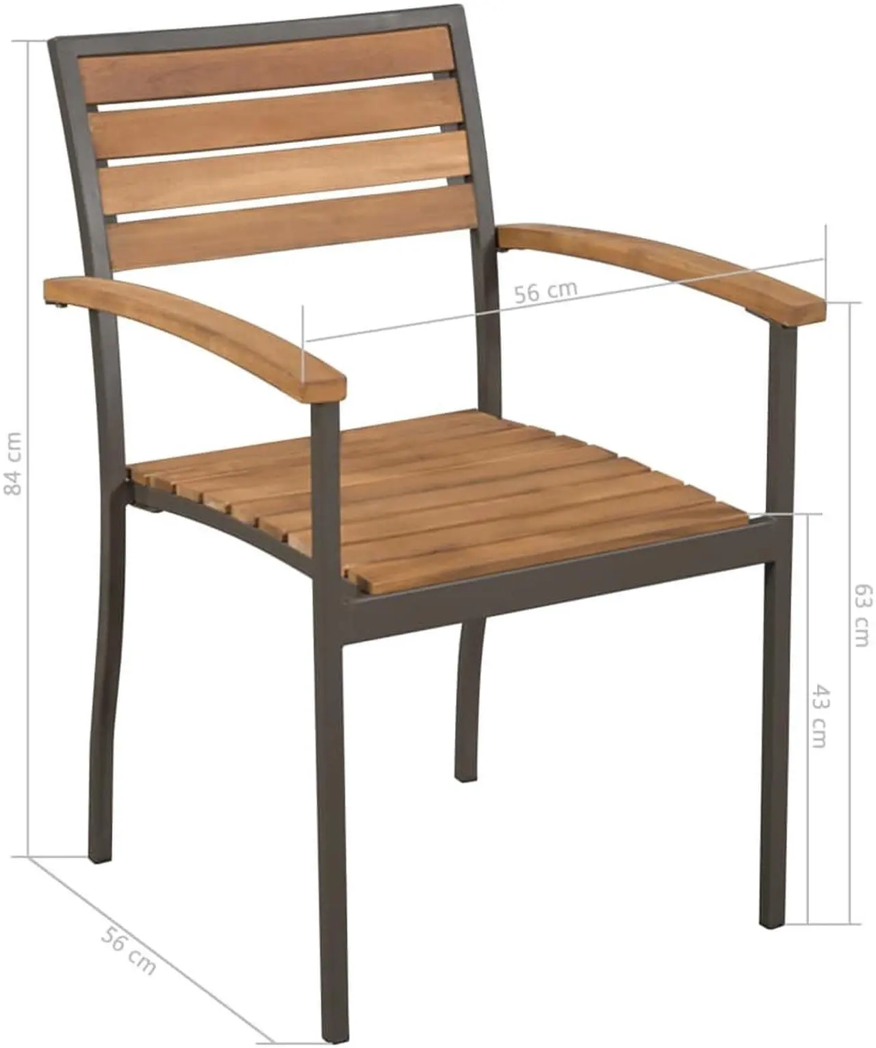 Alt view image 6 of 7 - vidaXL Patio Dining Set 5 Piece Table and Chairs Solid Acacia Wood and Steel