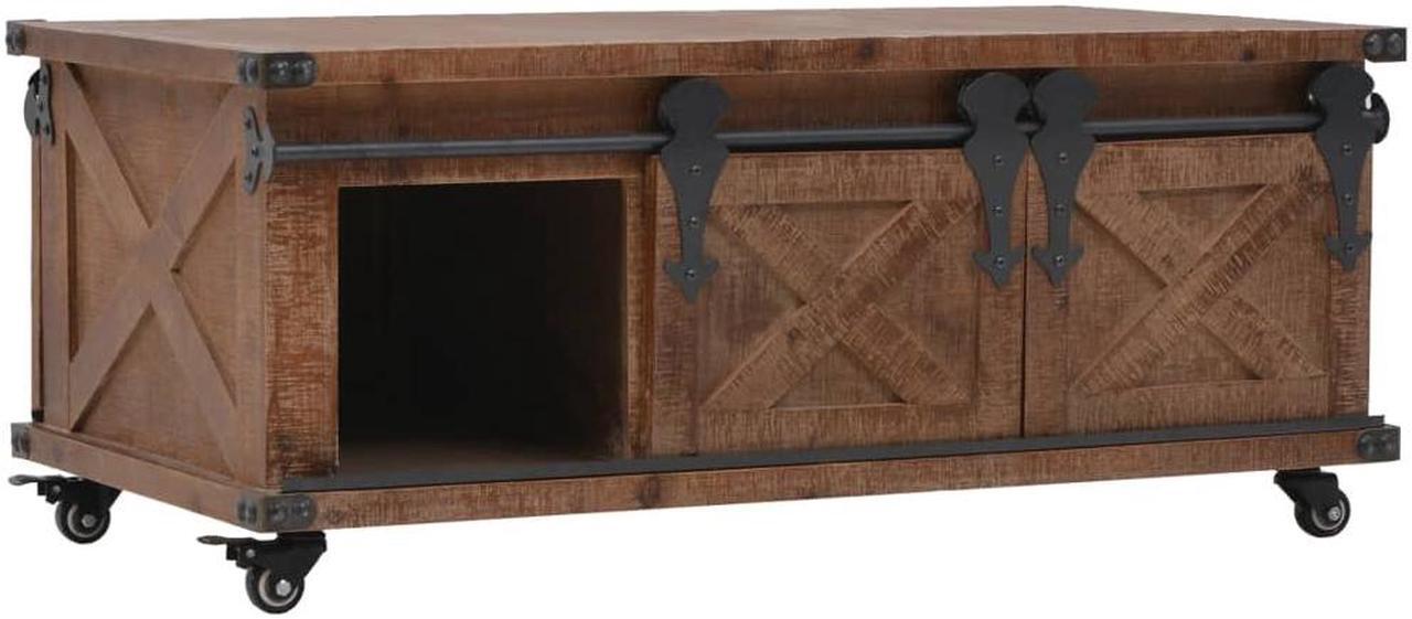 Alt view image 6 of 15 - vidaXL Coffee Table Sofa End Table Side Table Solid Wood Fir Brown 35.8 Inch
